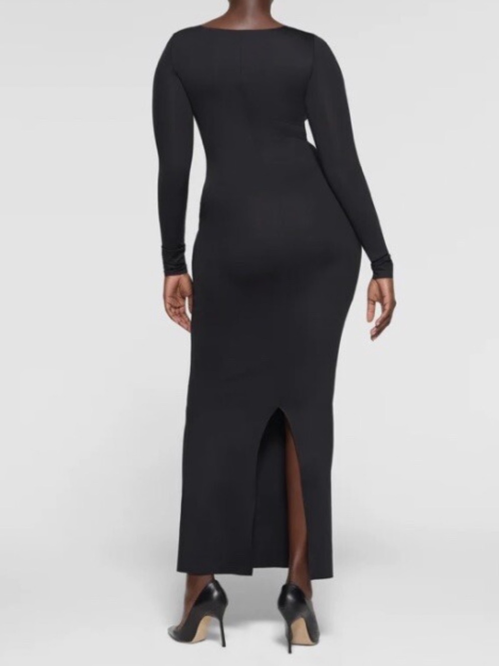SKIMS body long sleeve slip dress XL onyx compression shaping timeless LBD - Picture 14 of 15